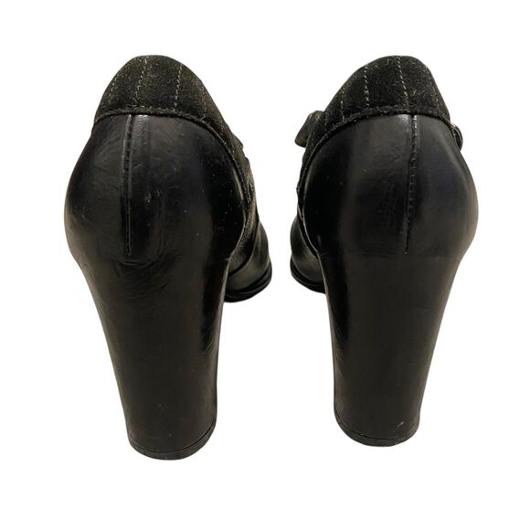 Alberto Fermani Heels Mary Jane Sz 8 EU 38.5 Black Leather Retro Made Italy - Picture 3 of 10